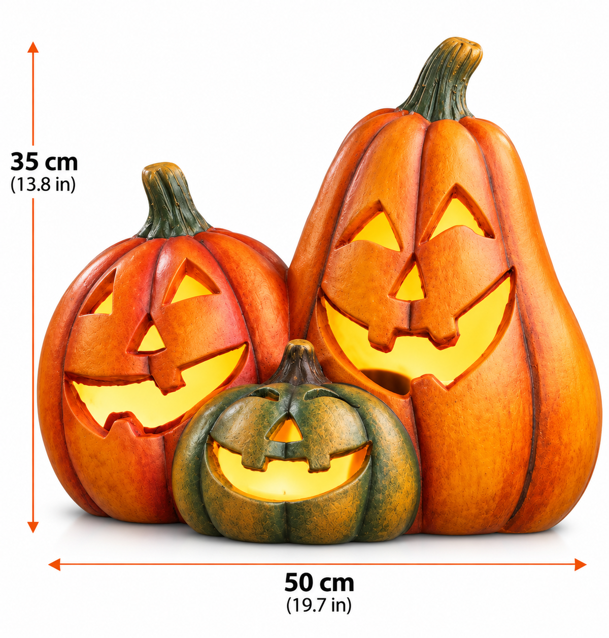 Glowing Halloween Pumpkin Trio