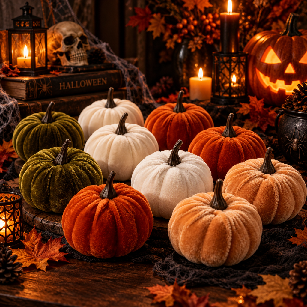 Plush Velvet Halloween Pumpkins