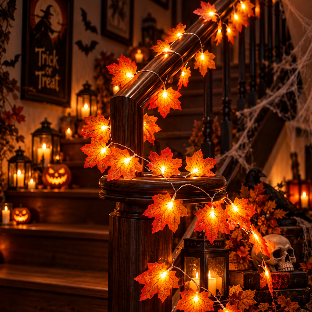 Halloween Maple Leaf String Lights