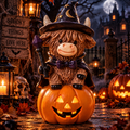 Witchy Highland Cow Halloween Figurine