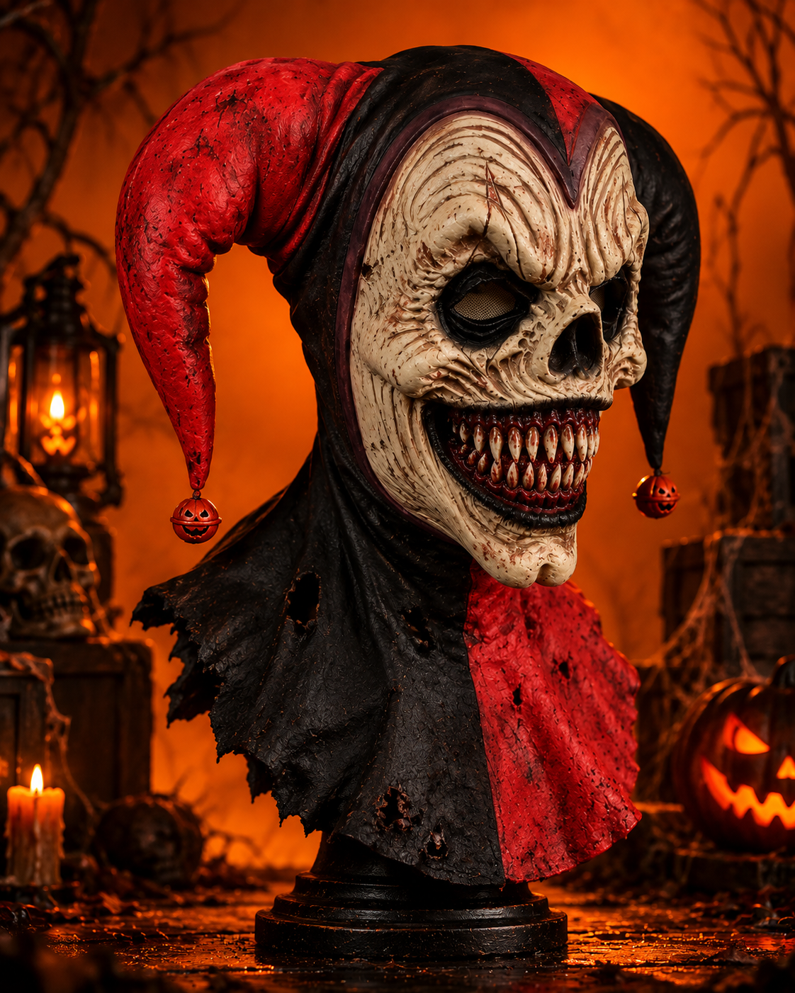 Sinister Jester Skull Bust