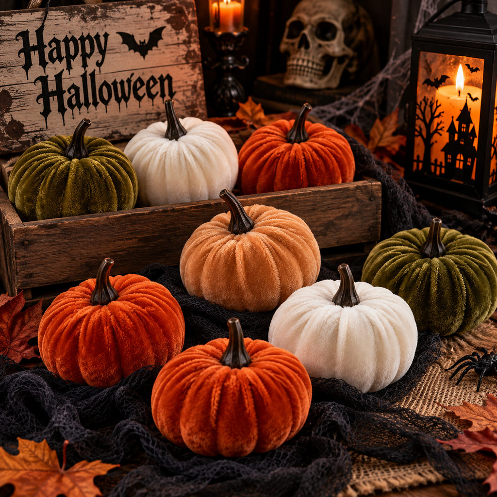 Plush Velvet Halloween Pumpkins
